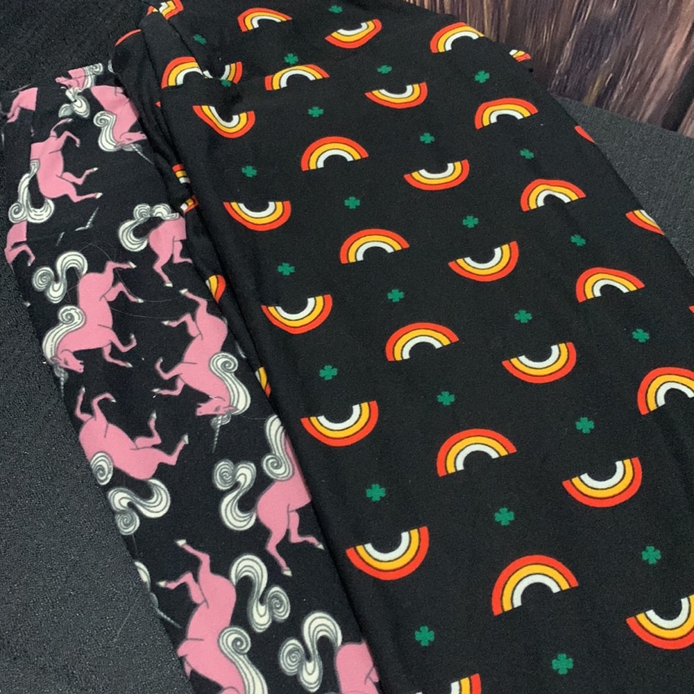 LuLaRoe Unicorn and Rainbow Leggings Lot OS
